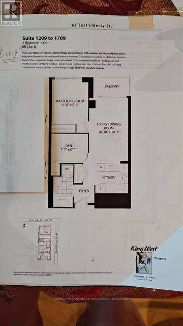 MLS® listing #30297230 for sale located at 1309 - 65 EAST LIBERTY STREET