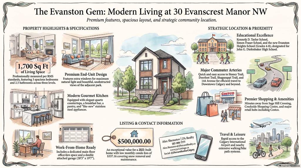 Fifth View of 30 Evanscrest Manor NW, Evanston, Calgary, Alberta, T3P 2A3