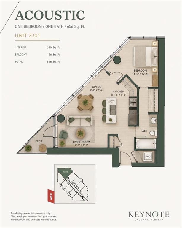 Third View of 2301, 225 11 Avenue SE, Beltline, Calgary, Alberta, T2G 0G3