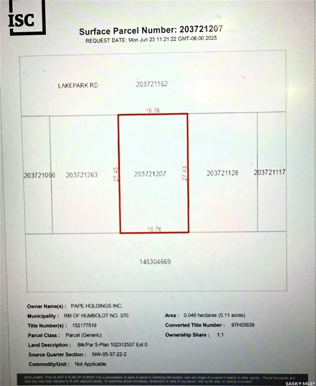 Second View of 5 Lakepark Road, Humboldt Rm No. 370, Saskatchewan, S0K 2A0