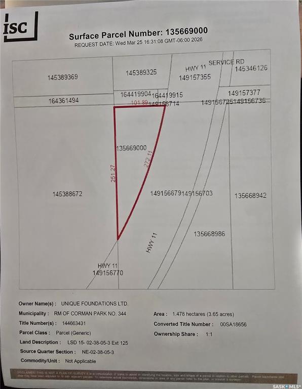 3.6 Acre Build Site, SK031282, Saskatchewan,