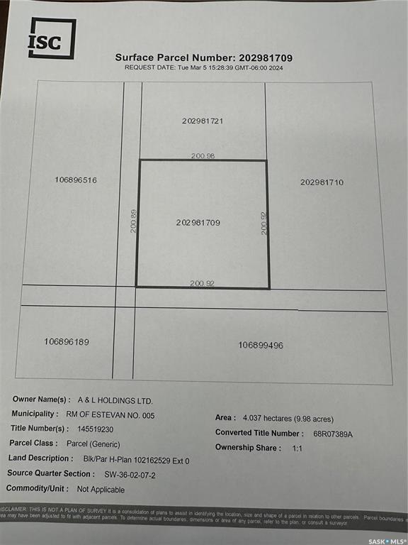 Block H Rural Address, SK040400, Saskatchewan,