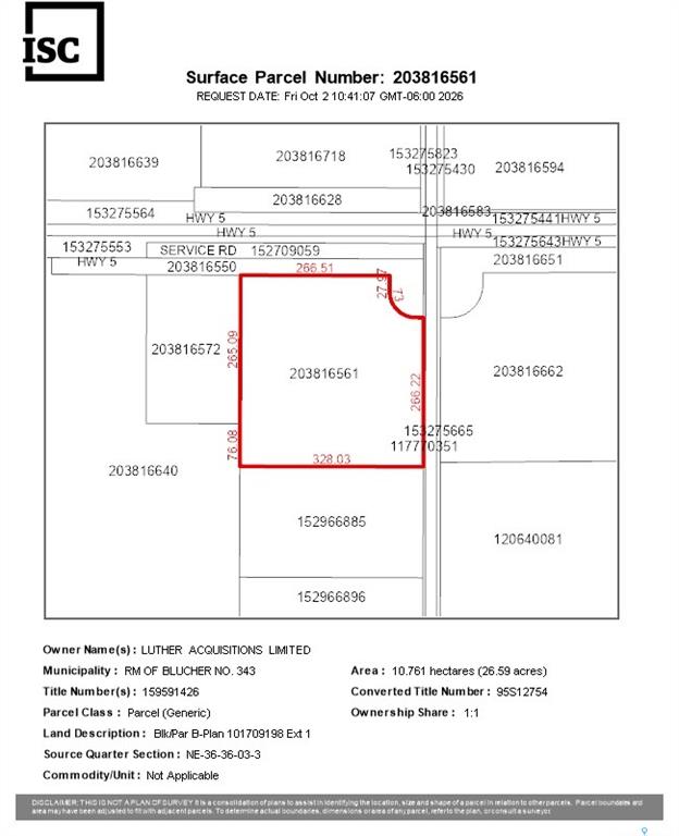 RM of Blucher Land, SK050219, Saskatchewan,